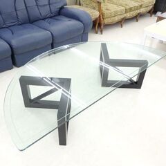 千歳市/恵庭市 maruni/マルニ HIROSHIMAシリーズ 半月 ガラステーブル リビング センターテーブル ヒロシマ 半円