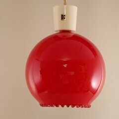 当時物　昭和レトロ 照明器具 赤 レトロポップ 吊り下げ 天井照明 ペンダント ライト (R2187sxY)