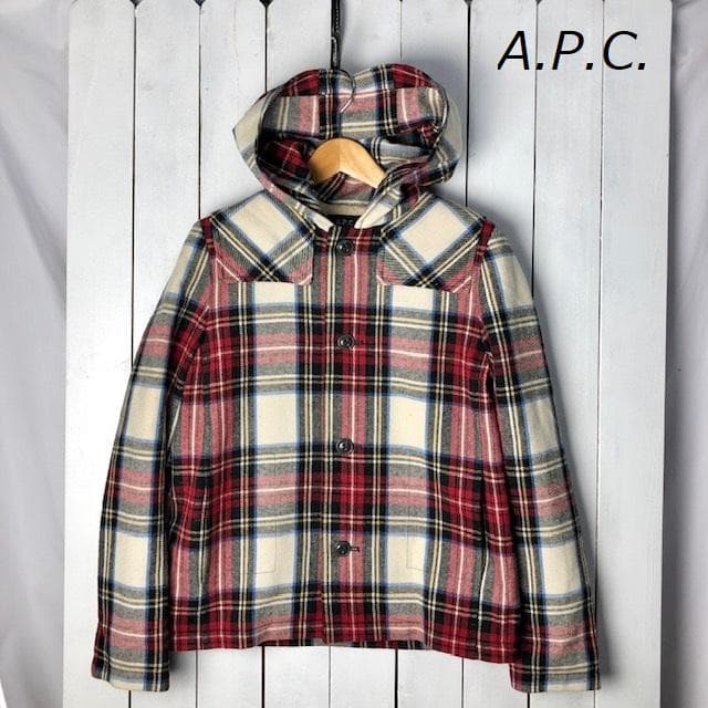 A.P.C.  タータンチェック フード付ウールジャケット  カバーオール