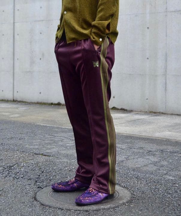 新品未使用needles トラックパンツナローマルーンカーキ