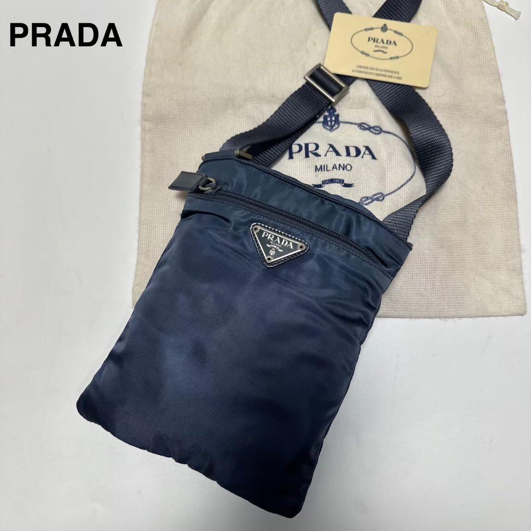 d27【極美品】Gカード付きプラダナイロン三角ロゴショルダーバッグ.