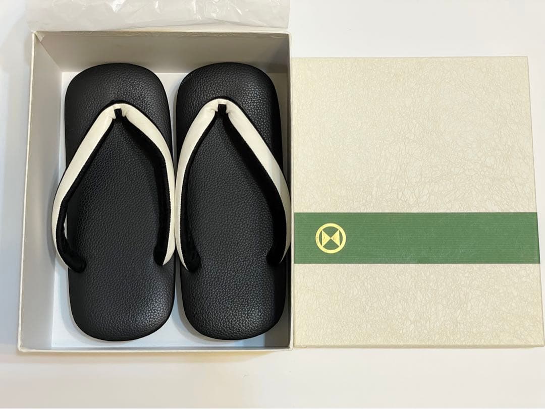 祇園ない藤メンズ 草履ブラック&ホワイト