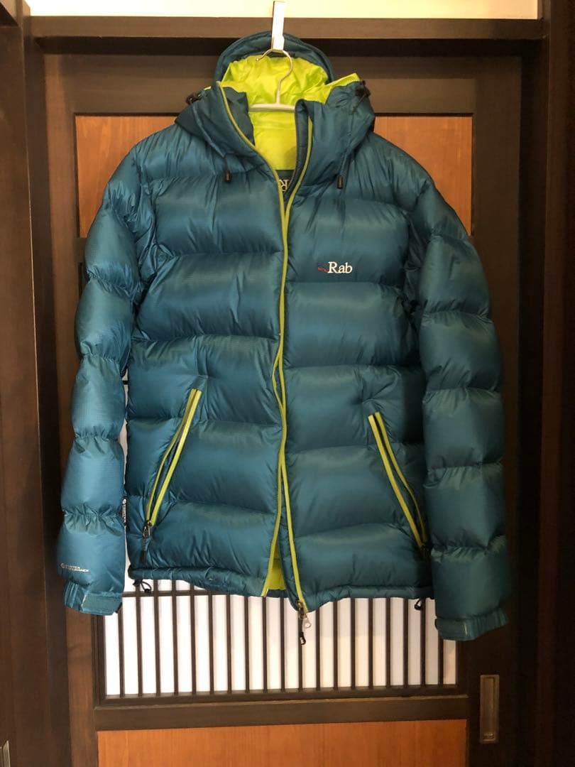 Rab ダウンジャケット 青/緑 フード付き